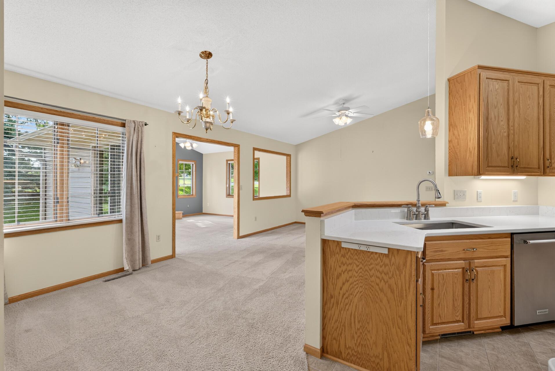 Nice open design with a views toward the Sunroom.