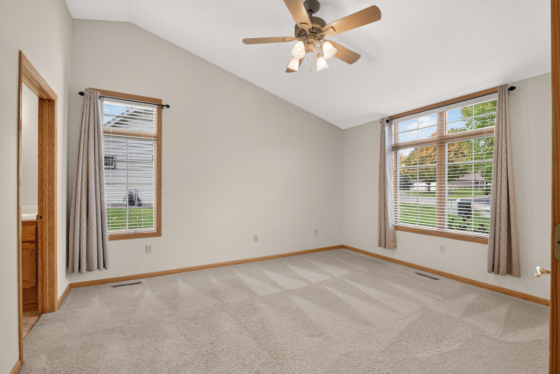 Owners Suite with vaulted ceilings.