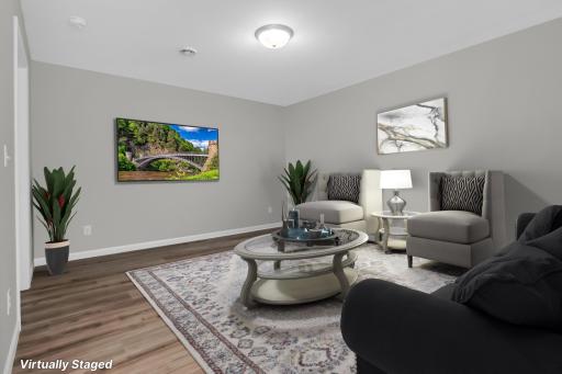 virtually staged lower level family room