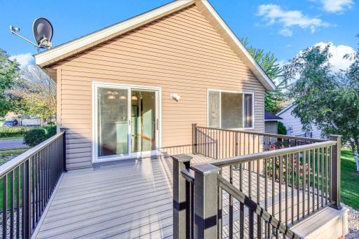 Brand-new, maintenance-free deck upgraded with sleek aluminum railings, offering durability, clean lines, and a polished outdoor living space (2026)
