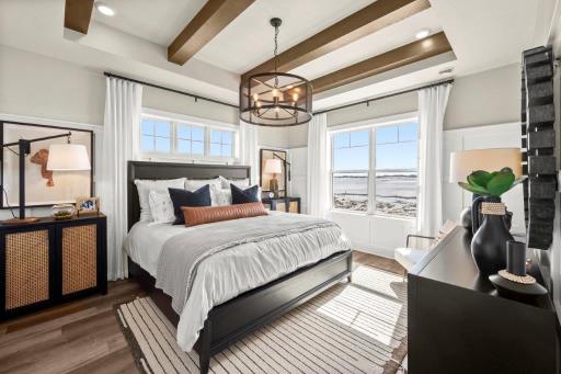 Owner's Suite: The Large windows bring in the morning light, check out the vaulted ceilings and trim deails-