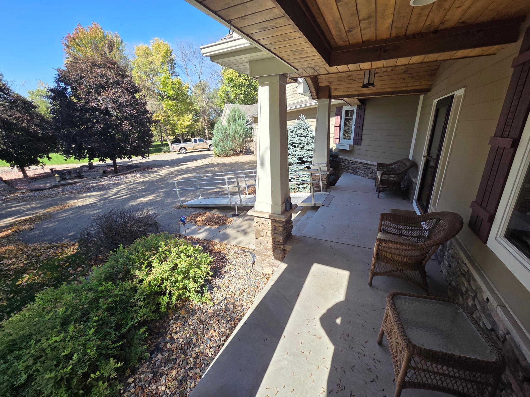 Lovely porch with wood ceiling