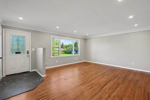 New windows throughout living room and kitchen