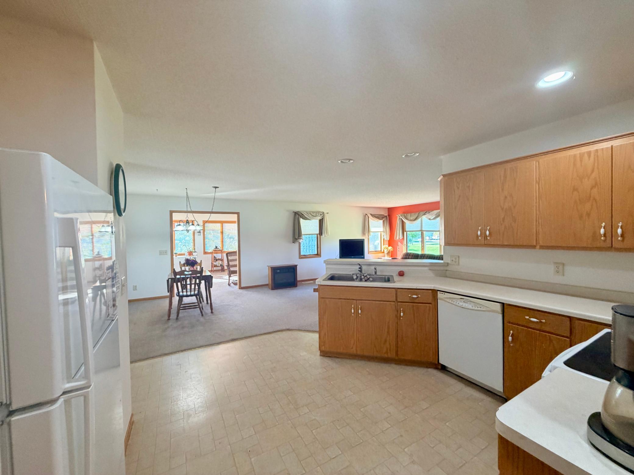 Kitchen Peninsula and Dining Room