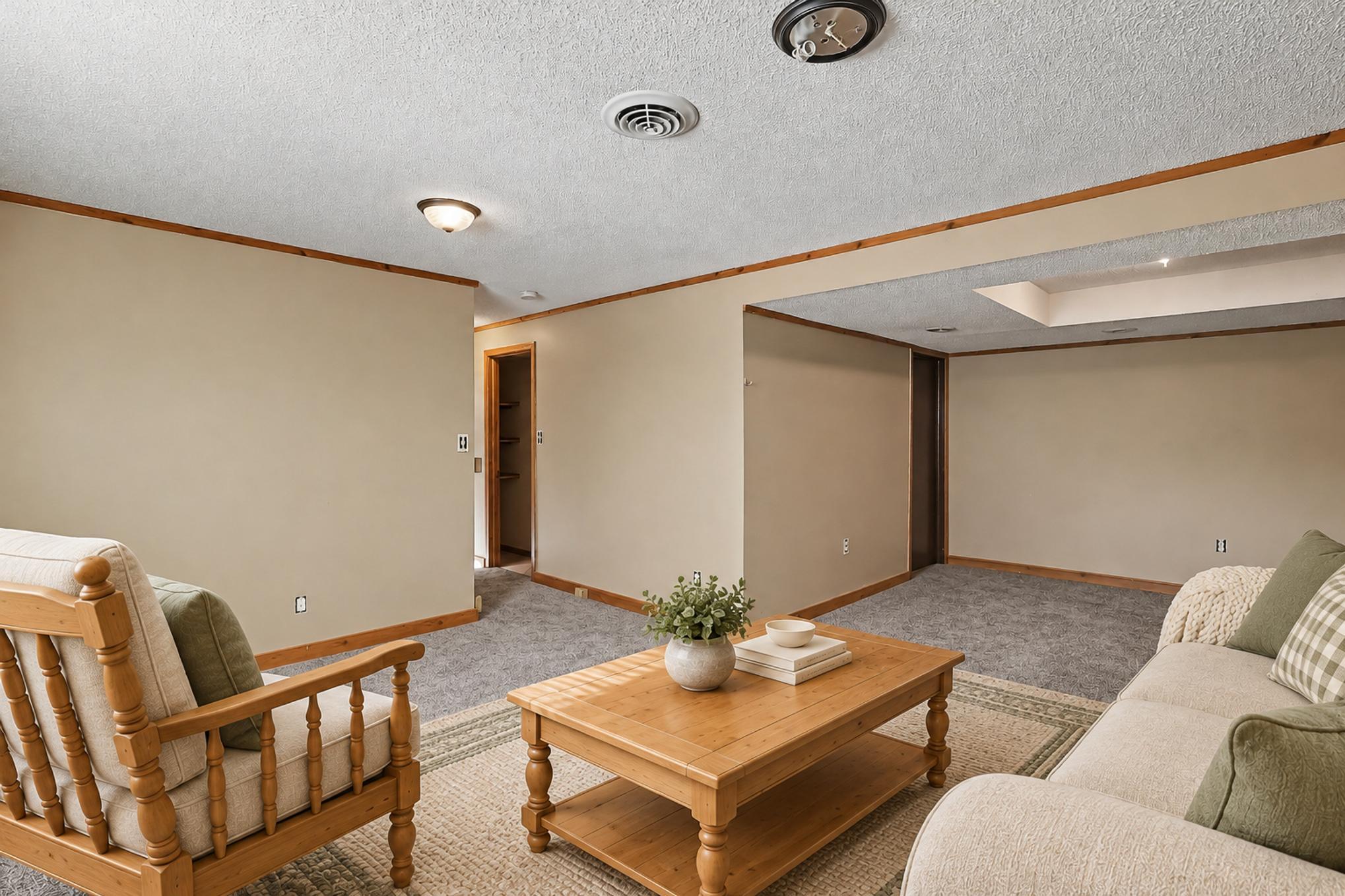 Virtually Staged Lower Level Rec Room