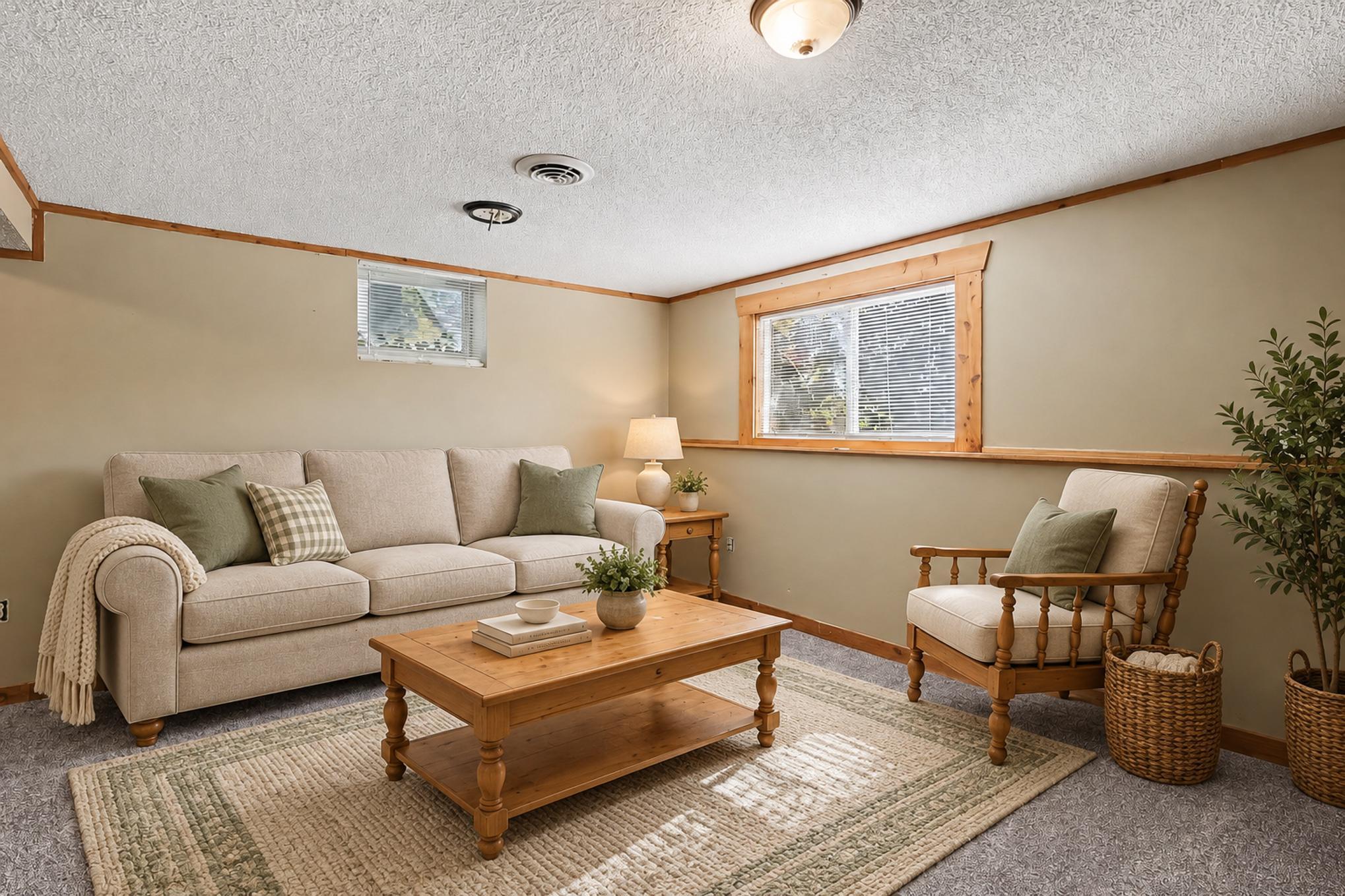 Virtually Staged Lower Level Rec Room