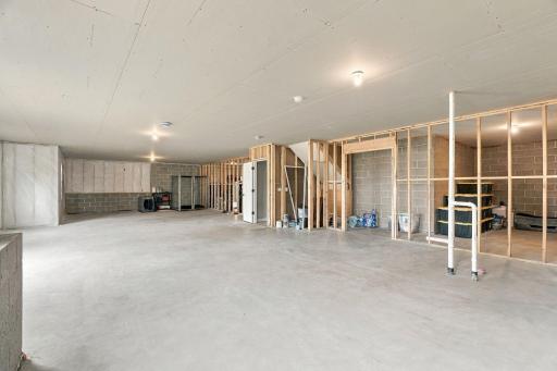 Unfinished walkout Lower Level w/ 9' ceilings, bath rough-in & incredible potential for future living space