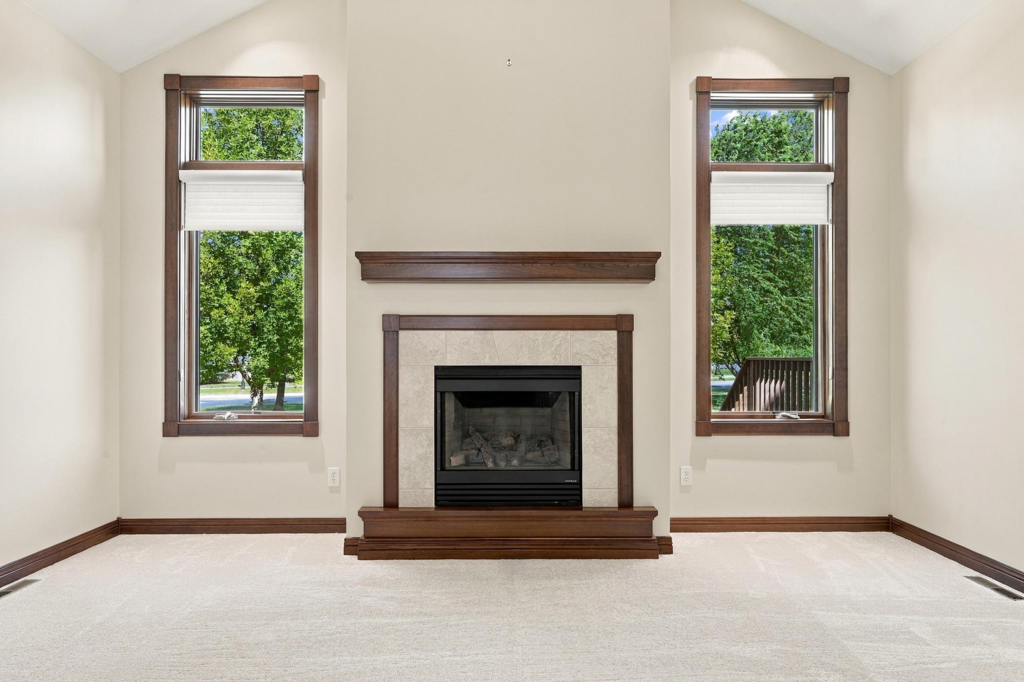 Living Room with gas fireplace and great views