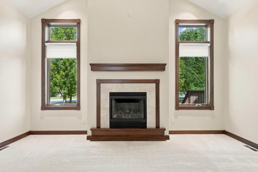 Living Room with gas fireplace and great views