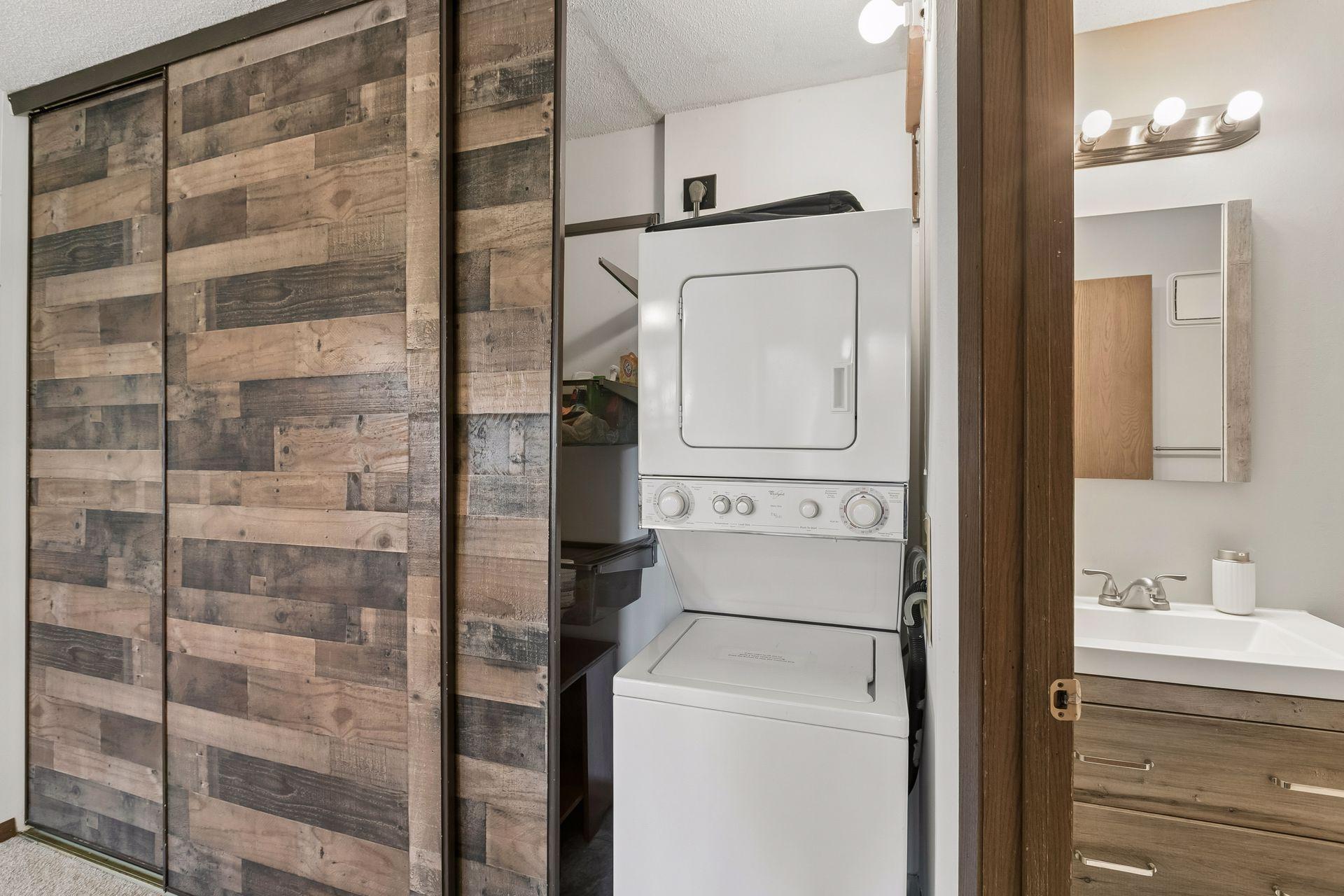 Convenient storage/shelving not shown