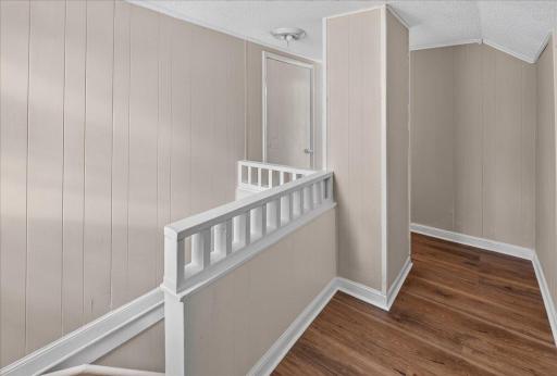 Newly installed laminate floor upper level