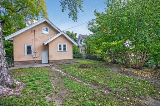 Large back yard with detached two car garage