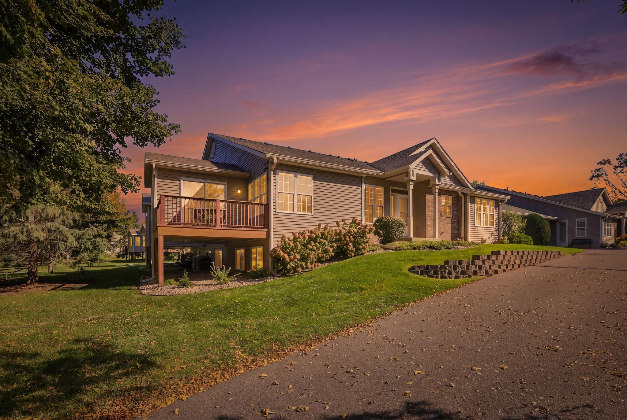 Sunset view of home