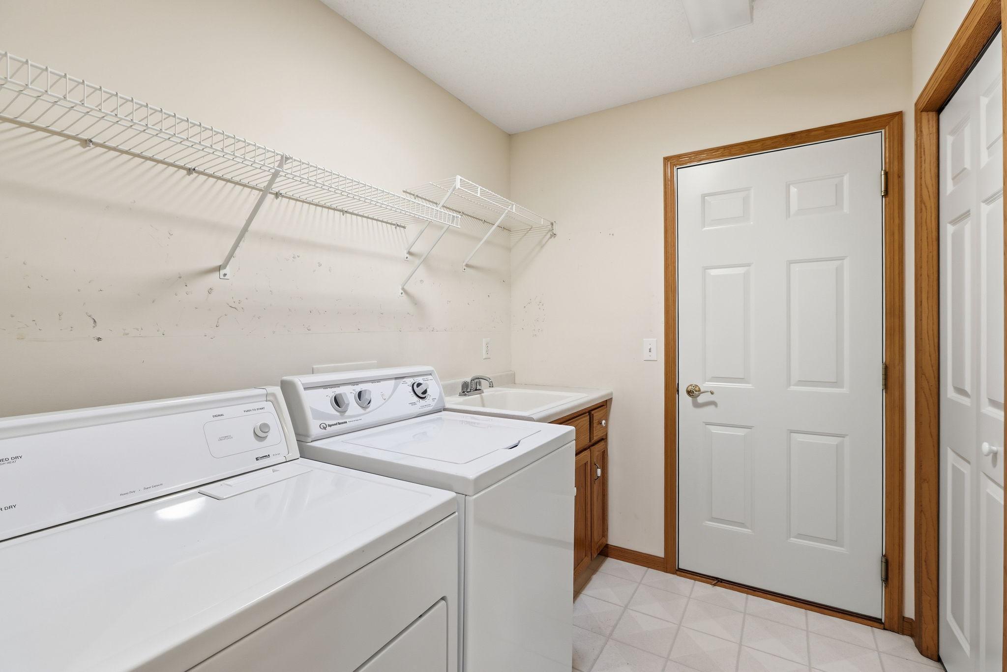 Laundry at the main floor off the garage entry.