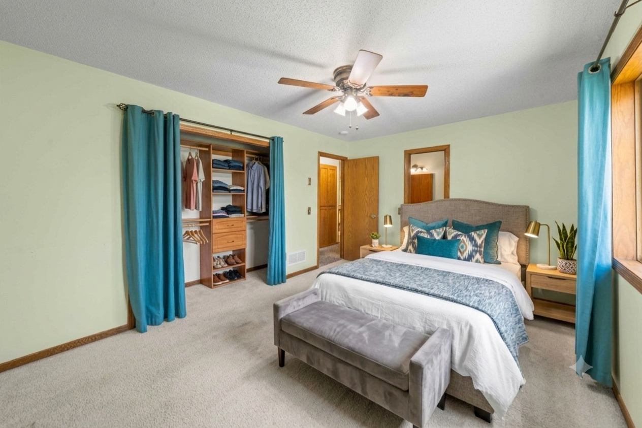 Virtually staged bedroom