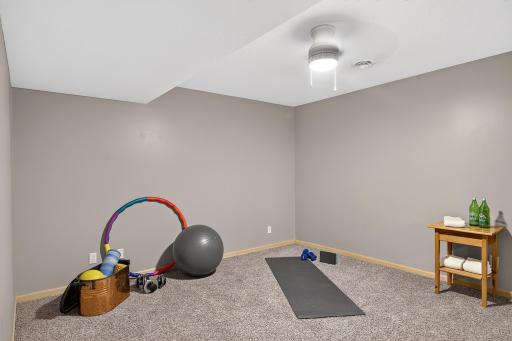 Lower level office space can also be used as an exercise room.