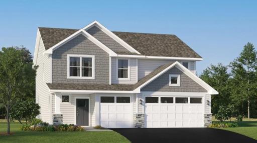 (Exterior rendering, actual home's finishes will vary.)