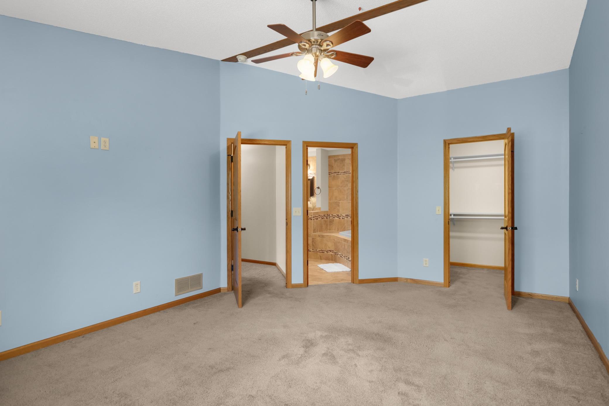 Primary with walk-in closet and walk-thru full bathroom