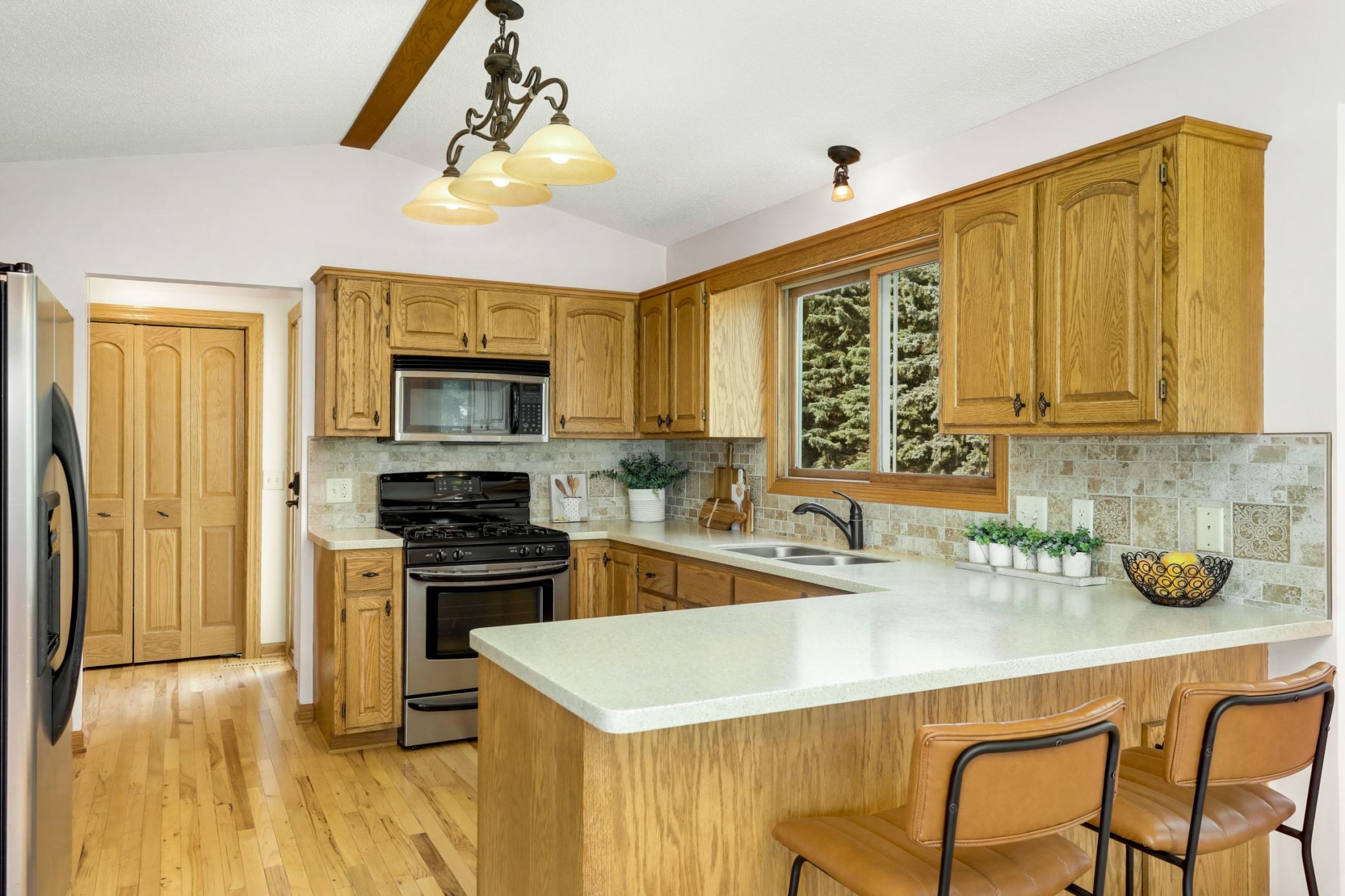 Kitchen with stainless steel appliances