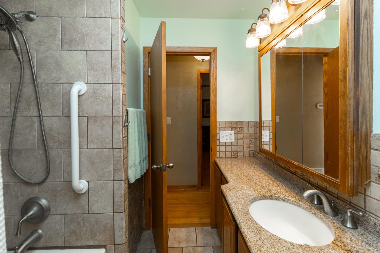 Lots of storage in bathroom.
