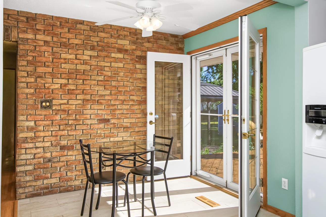 Sun filled dining room.