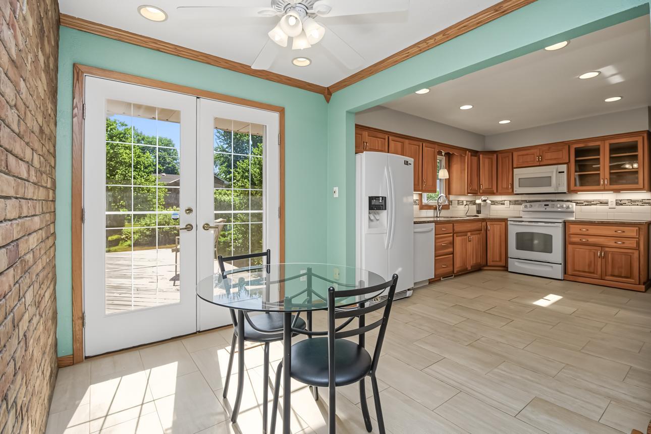 Sunfilled and updated kitchen and dining room.