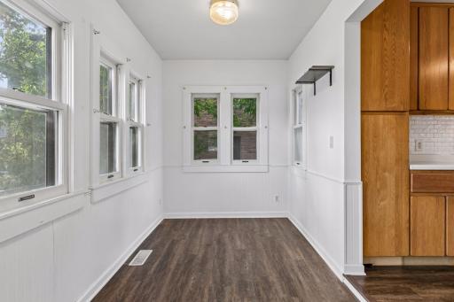 Eating area - Breakfast nook - Dining space with windows on each wall overlooks the back and side yards.
