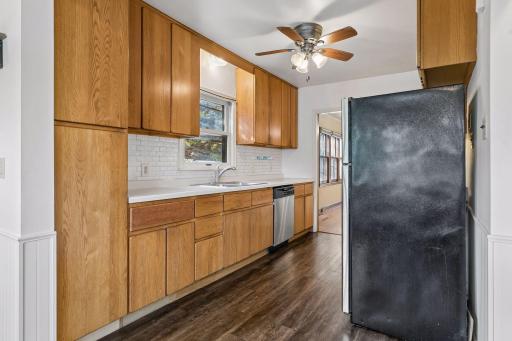 Kitchen with ample storage and natural light.
