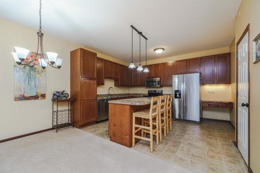 The island is large and has room for casual seating.