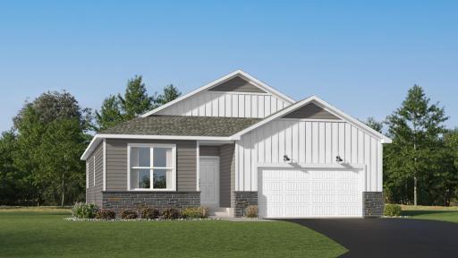 (Exterior rendering, actual home's finishes will vary.)