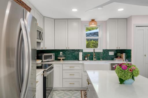 Zellige tile is all the buzz and adds such a beautiful pop of personality in the kitchen and the bathroom.