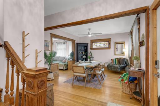 Enjoy a cute drop zone and a place to store your coats right inside the front door.