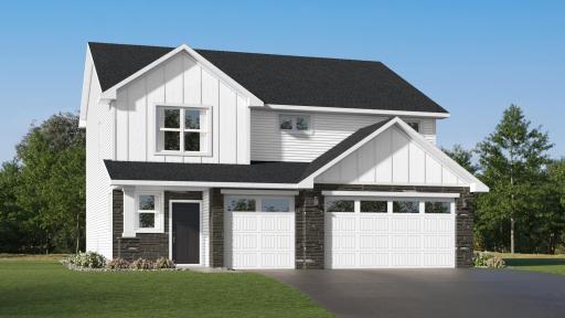 (Exterior rendering, actual home's finishes will vary.)