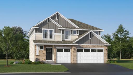 (Exterior rendering, actual home's finishes will vary.)