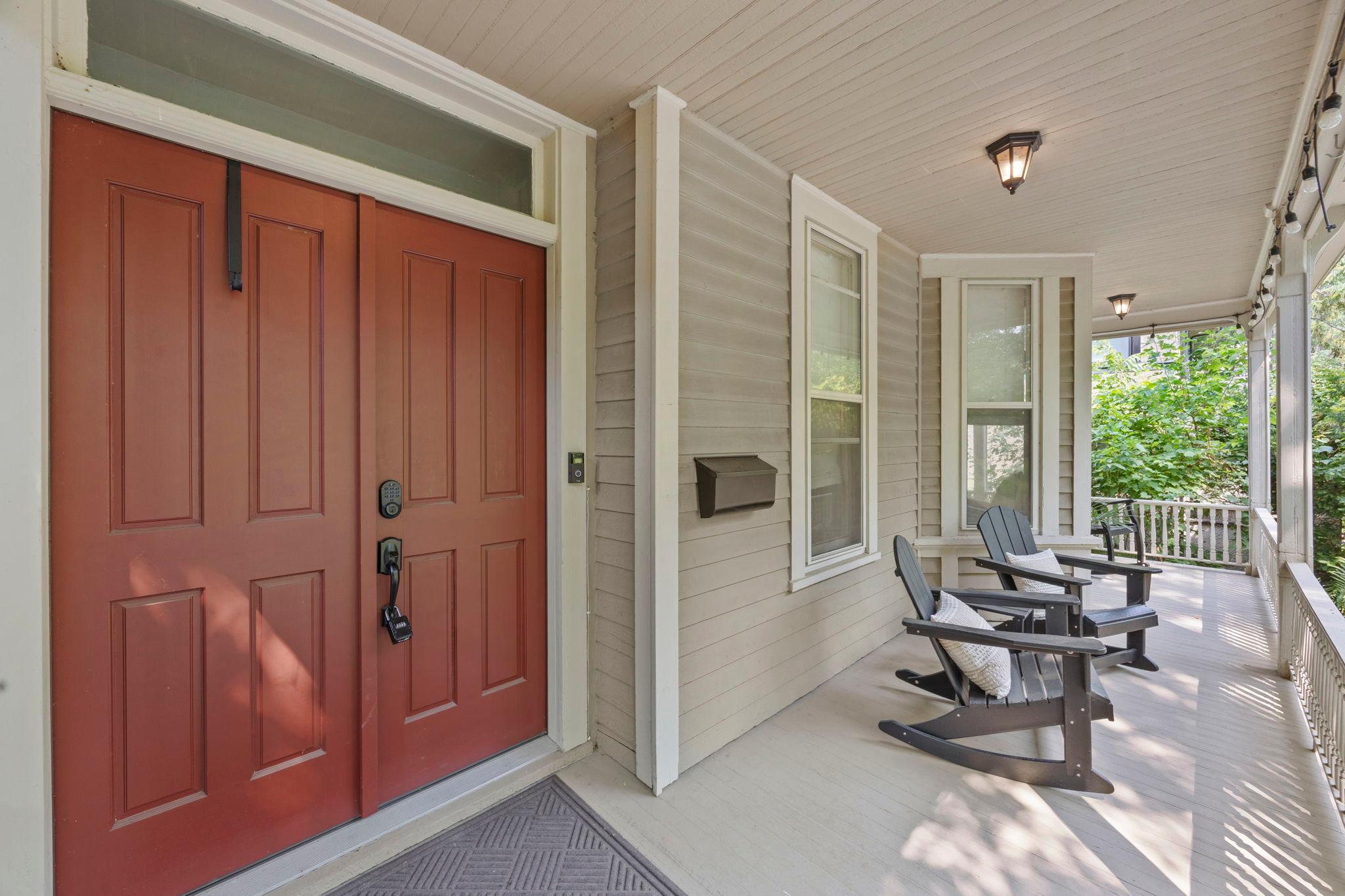 A charming wraparound porch welcomes you to the home and provides the perfect spot to relax and enjoy your morning coffee.