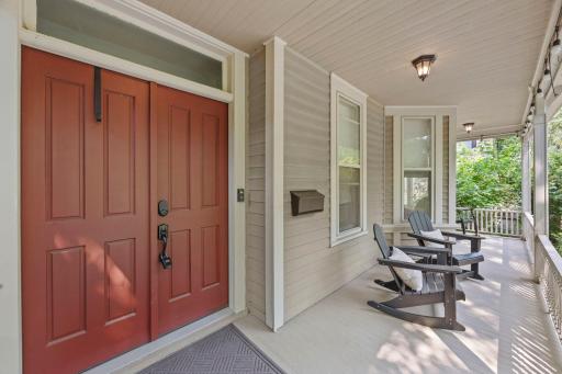 A charming wraparound porch welcomes you to the home and provides the perfect spot to relax and enjoy your morning coffee.