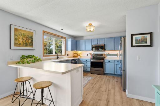 Whether you're making a quick breakfast or cooking for friends, this bright kitchen makes everyday living easy.