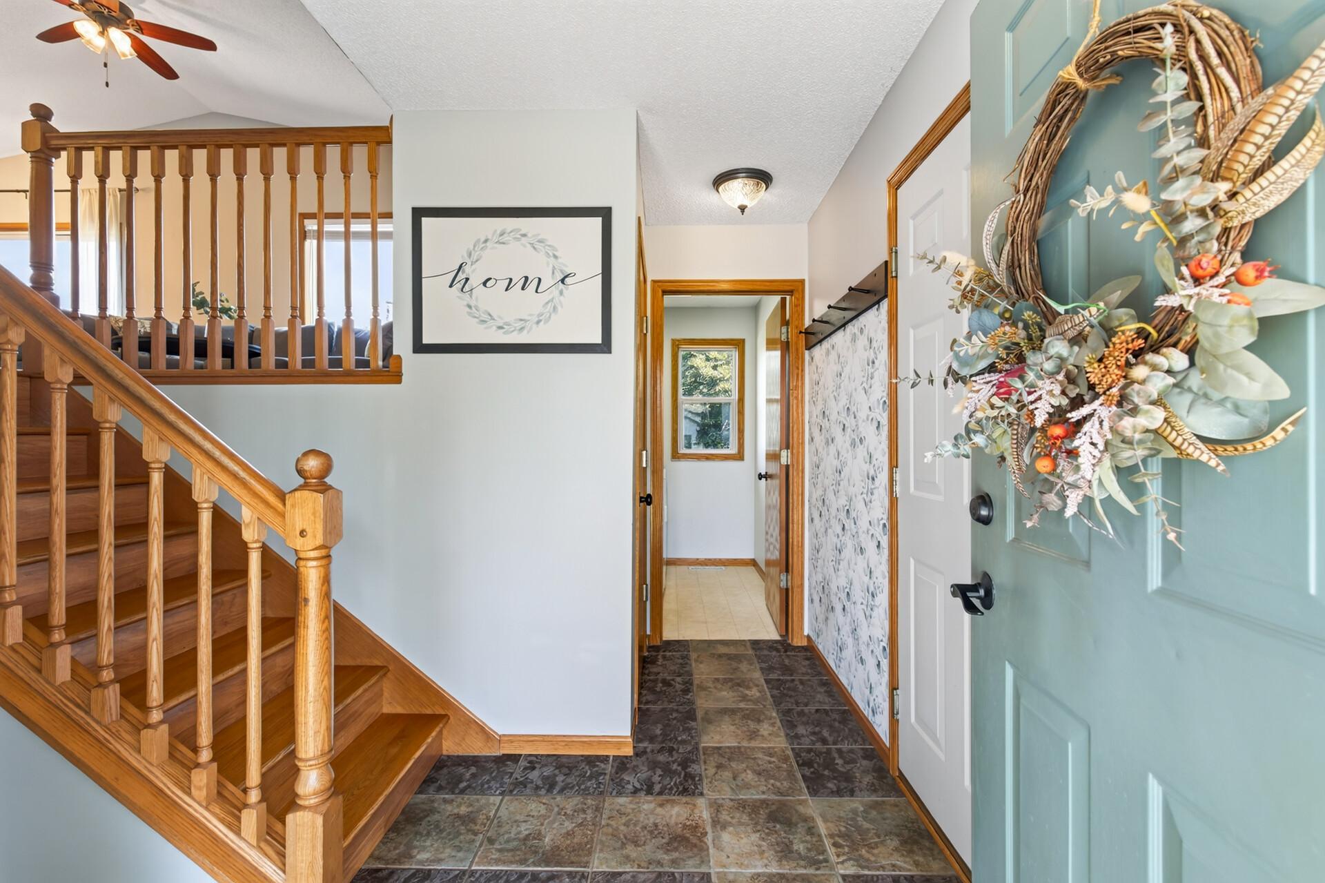 Large mudroom with laundry off of it