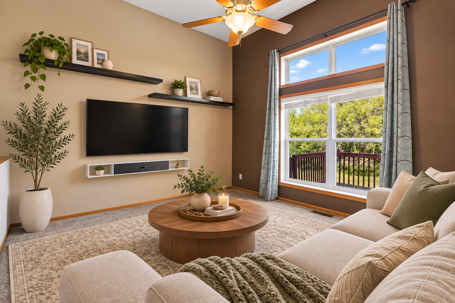 Tons of natural light flows into the Living Room