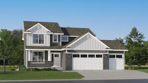 (Exterior rendering, actual home's finishes will vary.)