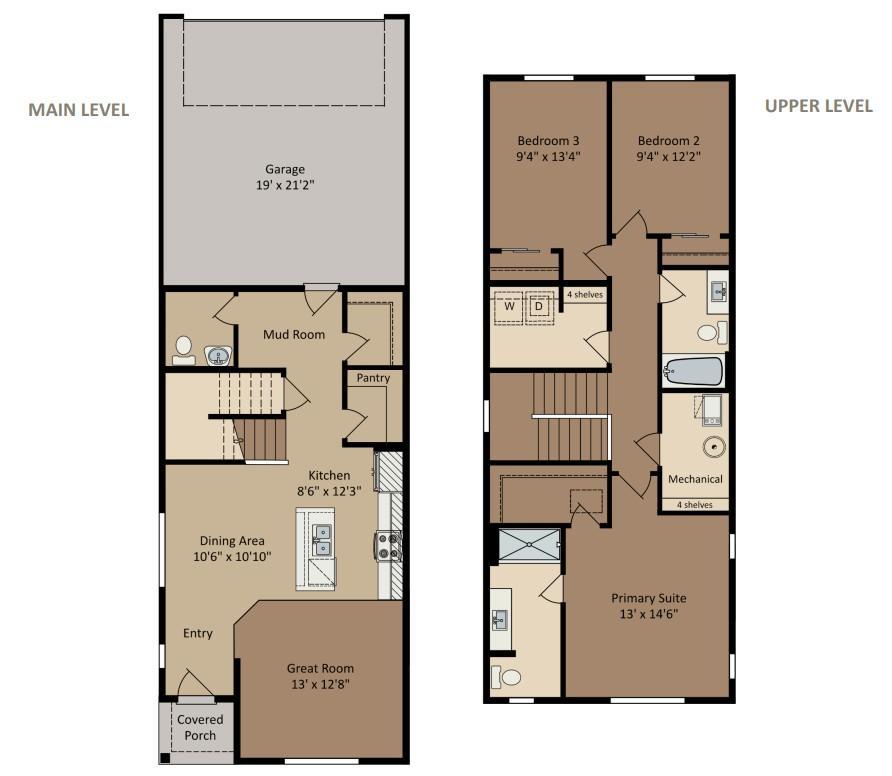 Main and Upper Floor Plans. All measurements are approximate.