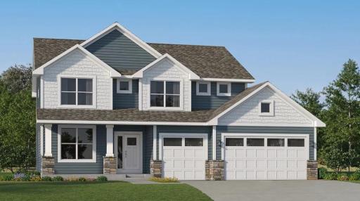 (Exterior rendering, actual home's finishes will vary.)