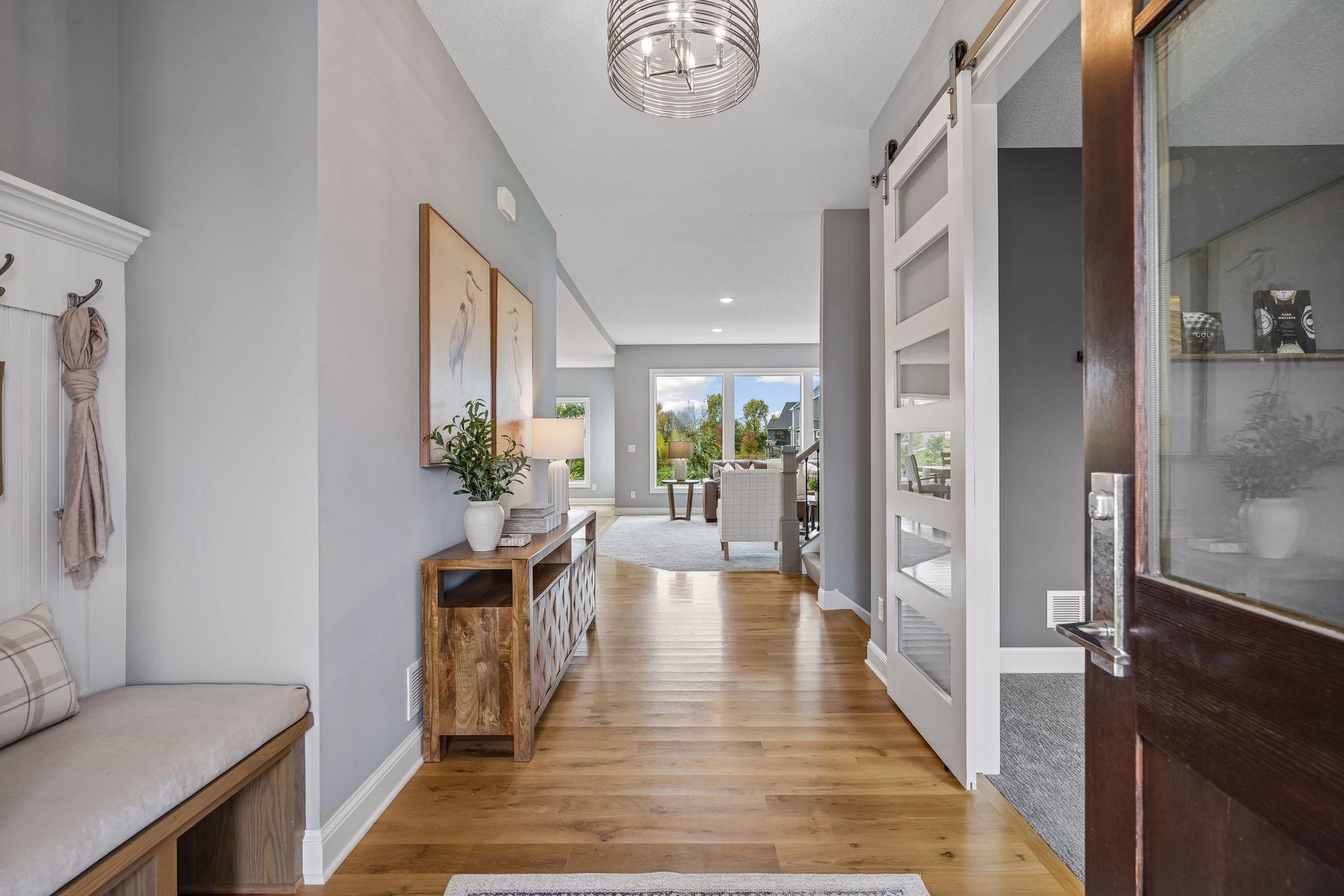 Beautifully finished wood floors add a rich, natural glow.