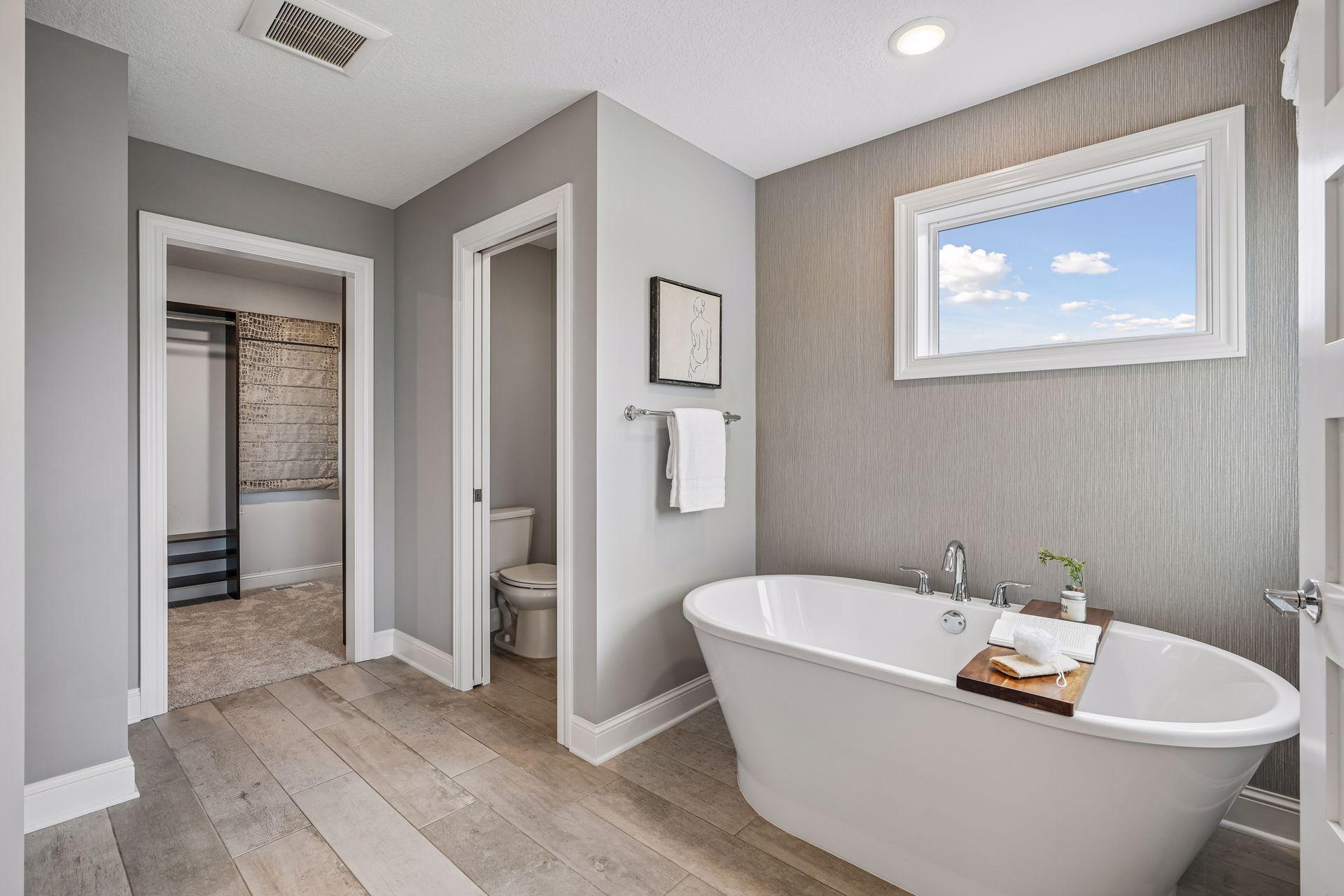 Dual sink vanity, soaking tub and a tile shower!