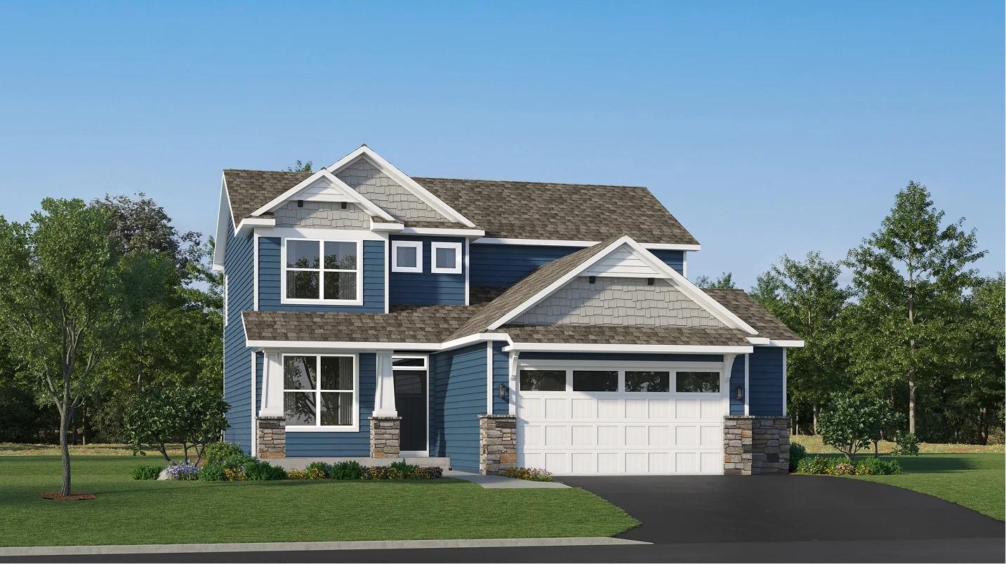 (Exterior rendering, actual home's finishes will vary.)