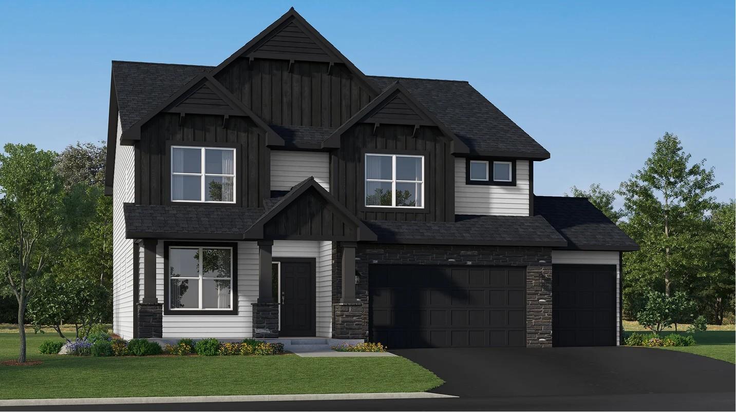 (Exterior rendering, actual home's finishes will vary.)