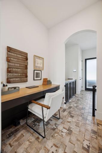 Mud room off garage and home information station