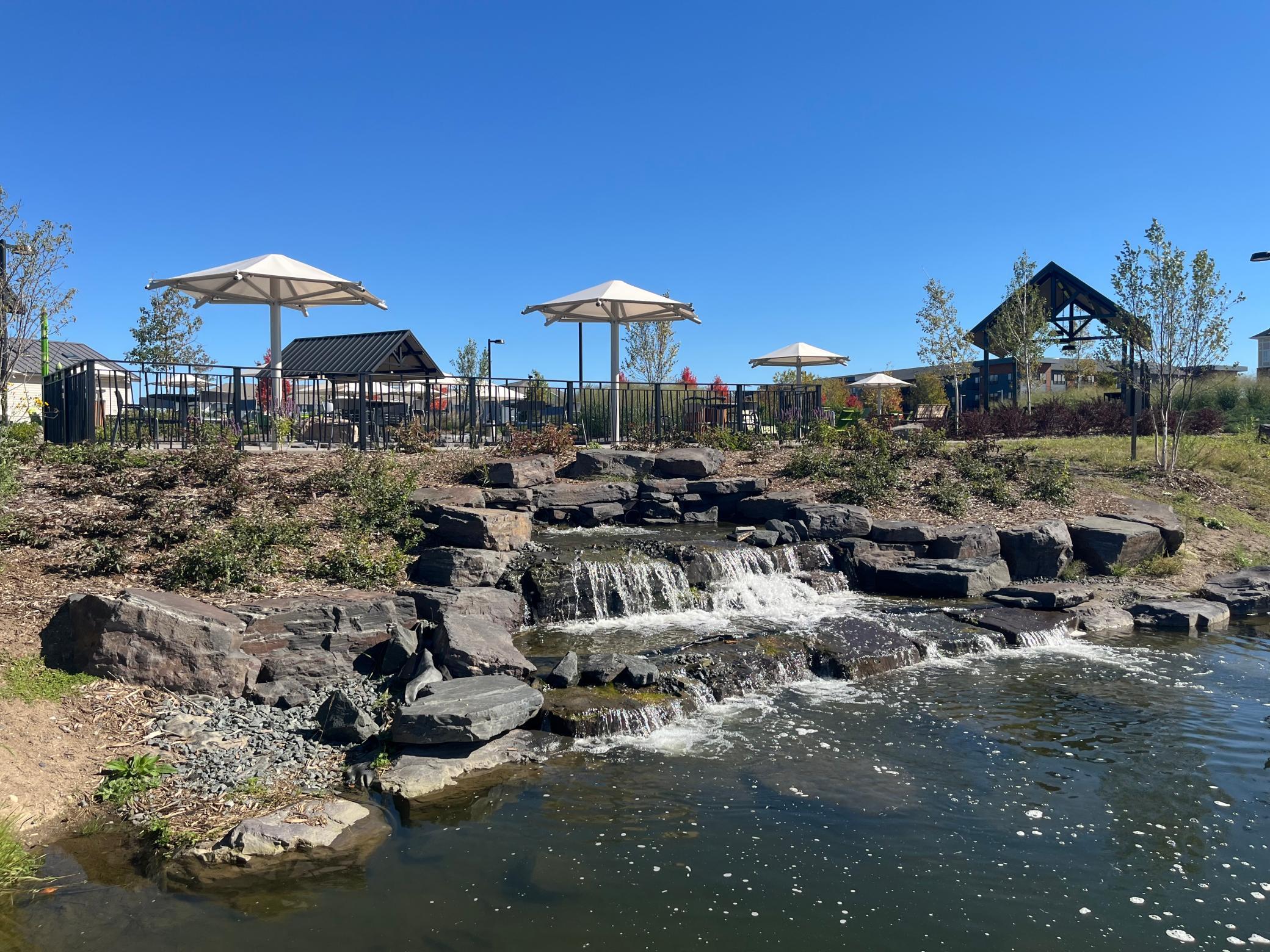 At the center of The Waterfront Park is this stunning tiered waterfall.