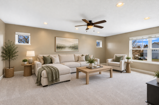 Spacious upper-level loft/bonus room offers exceptional flexibility for a second family room, media space, home office, playroom, or hobby area. Virtually staged