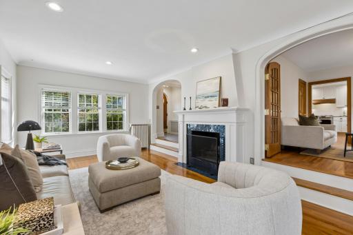 Fireplace and archways: 1930 character with todayâs comfort